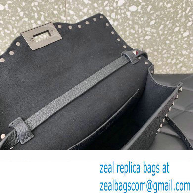 Valentino Small Rockstud Crossbody Bag in Grainy Calfskin Black 2024 - Click Image to Close