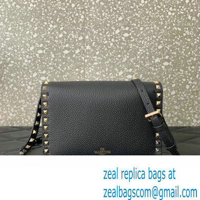 Valentino Small Rockstud Crossbody Bag in Grainy Calfskin Black/Gold 2024
