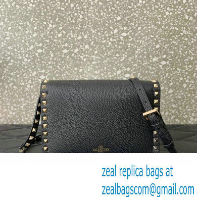 Valentino Small Rockstud Crossbody Bag in Grainy Calfskin Black/Gold 2024 - Click Image to Close