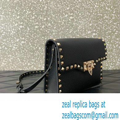 Valentino Small Rockstud Crossbody Bag in Grainy Calfskin Black/Gold 2024