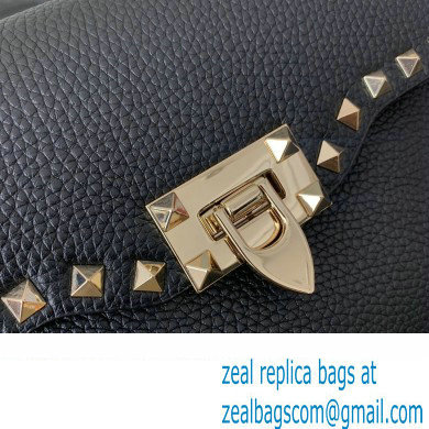 Valentino Small Rockstud Crossbody Bag in Grainy Calfskin Black/Gold 2024 - Click Image to Close