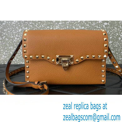 Valentino Small Rockstud Crossbody Bag in Grainy Calfskin Brown 2024