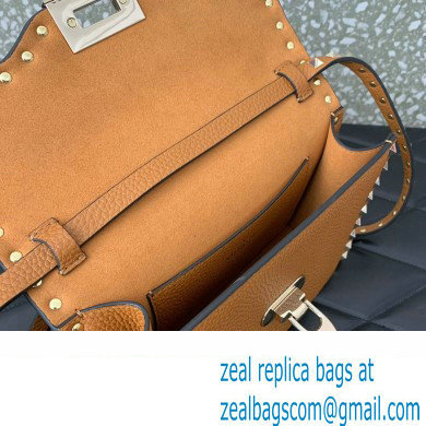 Valentino Small Rockstud Crossbody Bag in Grainy Calfskin Brown 2024 - Click Image to Close