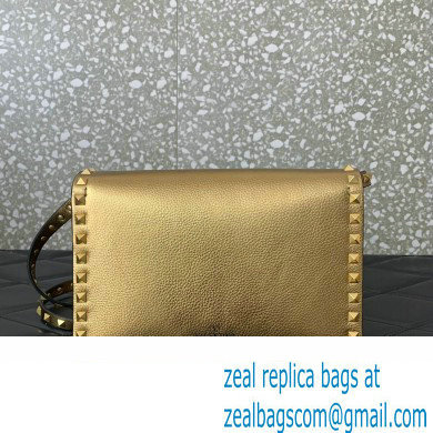 Valentino Small Rockstud Crossbody Bag in Grainy Calfskin Gold 2024