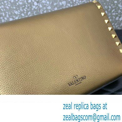 Valentino Small Rockstud Crossbody Bag in Grainy Calfskin Gold 2024