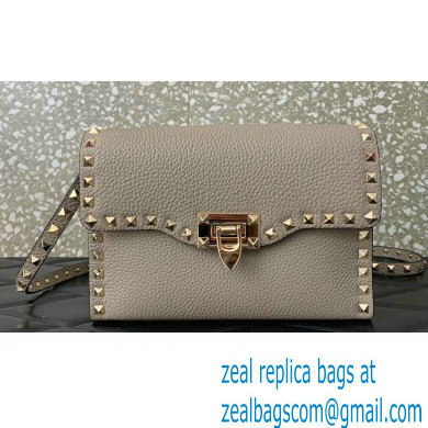 Valentino Small Rockstud Crossbody Bag in Grainy Calfskin Gray 2024 - Click Image to Close