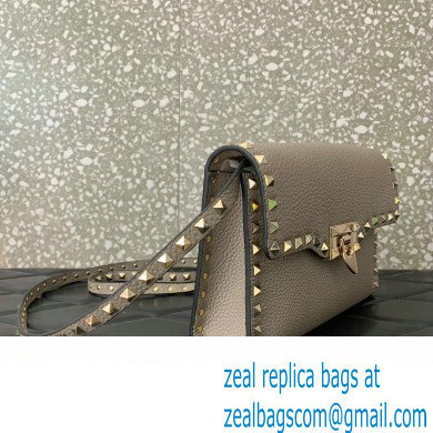 Valentino Small Rockstud Crossbody Bag in Grainy Calfskin Gray 2024