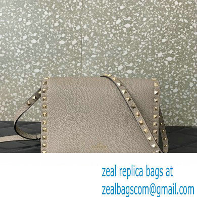 Valentino Small Rockstud Crossbody Bag in Grainy Calfskin Gray 2024