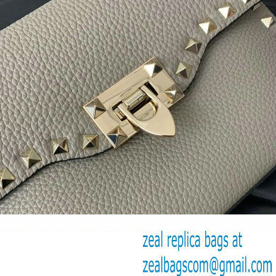 Valentino Small Rockstud Crossbody Bag in Grainy Calfskin Gray 2024