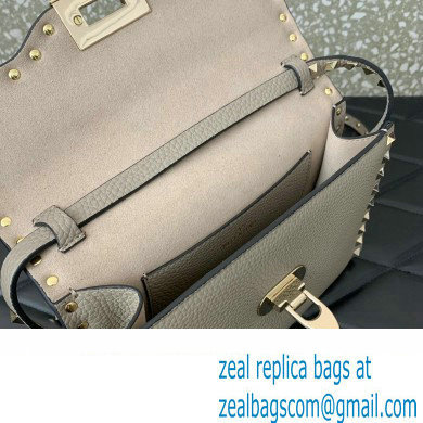 Valentino Small Rockstud Crossbody Bag in Grainy Calfskin Gray 2024