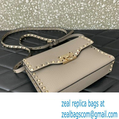 Valentino Small Rockstud Crossbody Bag in Grainy Calfskin Gray 2024 - Click Image to Close