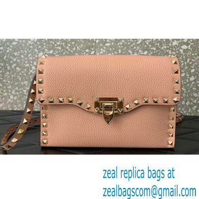 Valentino Small Rockstud Crossbody Bag in Grainy Calfskin Nude Pink 2024