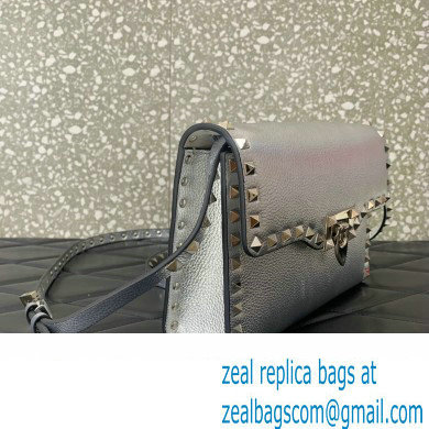 Valentino Small Rockstud Crossbody Bag in Grainy Calfskin Silver 2024