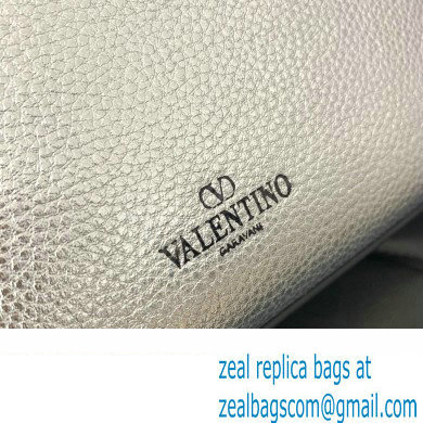 Valentino Small Rockstud Crossbody Bag in Grainy Calfskin Silver 2024 - Click Image to Close