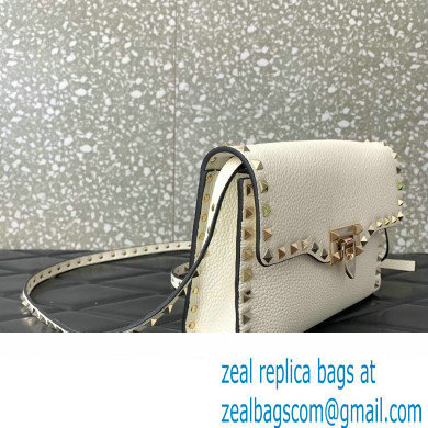 Valentino Small Rockstud Crossbody Bag in Grainy Calfskin White 2024