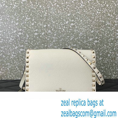 Valentino Small Rockstud Crossbody Bag in Grainy Calfskin White 2024