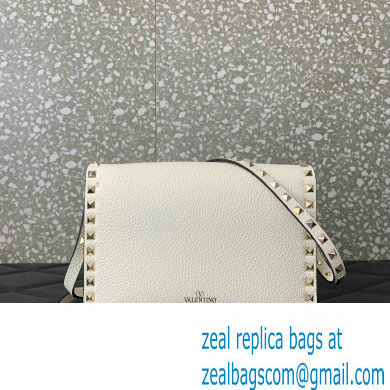 Valentino Small Rockstud Crossbody Bag in Grainy Calfskin White 2024 - Click Image to Close