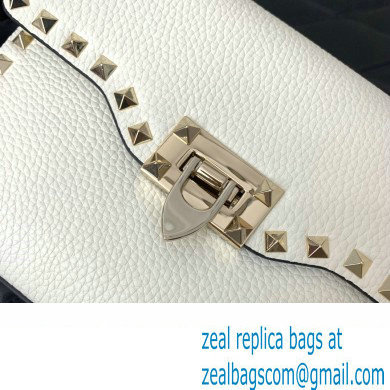 Valentino Small Rockstud Crossbody Bag in Grainy Calfskin White 2024 - Click Image to Close