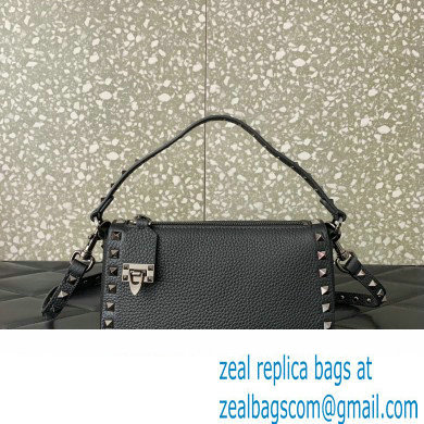 Valentino Small Rockstud Grainy Calfskin Crossbody Bag Black 2023