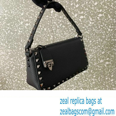 Valentino Small Rockstud Grainy Calfskin Crossbody Bag Black 2023