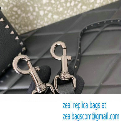 Valentino Small Rockstud Grainy Calfskin Crossbody Bag Black 2023 - Click Image to Close