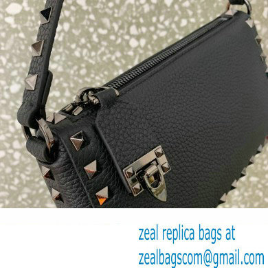 Valentino Small Rockstud Grainy Calfskin Crossbody Bag Black 2023 - Click Image to Close