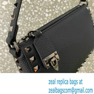 Valentino Small Rockstud Grainy Calfskin Crossbody Bag Black 2023