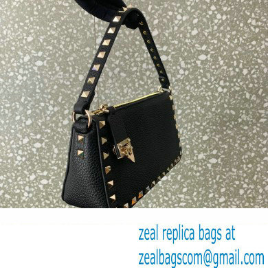 Valentino Small Rockstud Grainy Calfskin Crossbody Bag Black/Gold 2023