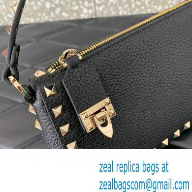 Valentino Small Rockstud Grainy Calfskin Crossbody Bag Black/Gold 2023