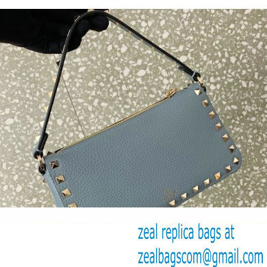 Valentino Small Rockstud Grainy Calfskin Crossbody Bag Blue 2023 - Click Image to Close
