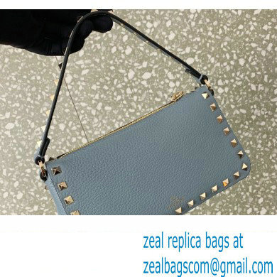 Valentino Small Rockstud Grainy Calfskin Crossbody Bag Blue 2023