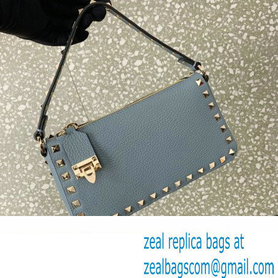 Valentino Small Rockstud Grainy Calfskin Crossbody Bag Blue 2023