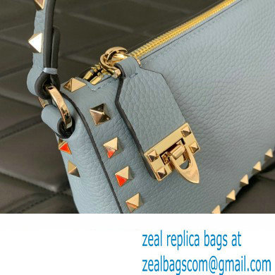 Valentino Small Rockstud Grainy Calfskin Crossbody Bag Blue 2023 - Click Image to Close