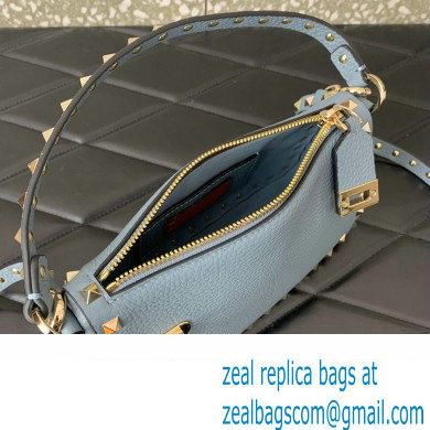 Valentino Small Rockstud Grainy Calfskin Crossbody Bag Blue 2023