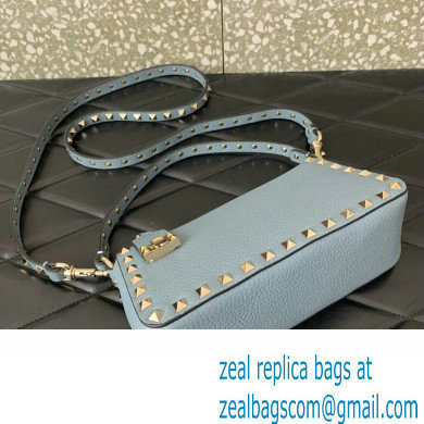 Valentino Small Rockstud Grainy Calfskin Crossbody Bag Blue 2023