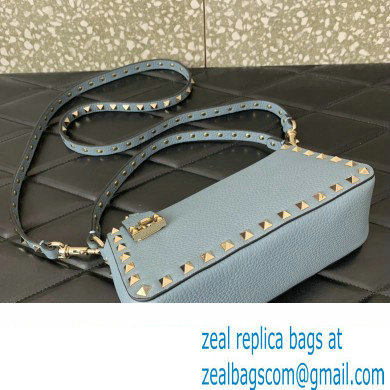 Valentino Small Rockstud Grainy Calfskin Crossbody Bag Blue 2023 - Click Image to Close