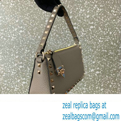 Valentino Small Rockstud Grainy Calfskin Crossbody Bag Gray 2023