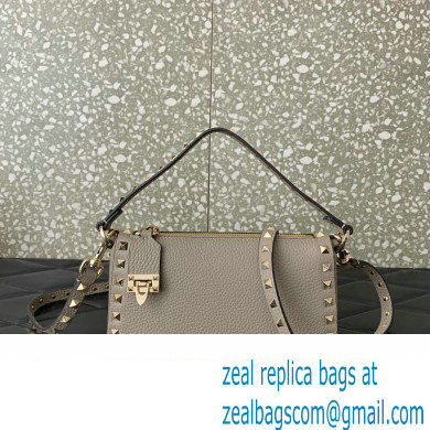 Valentino Small Rockstud Grainy Calfskin Crossbody Bag Gray 2023