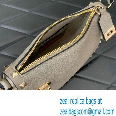 Valentino Small Rockstud Grainy Calfskin Crossbody Bag Gray 2023 - Click Image to Close