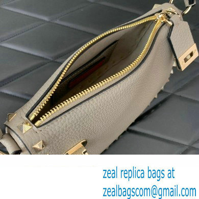 Valentino Small Rockstud Grainy Calfskin Crossbody Bag Gray 2023