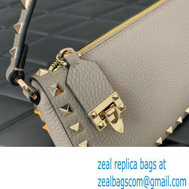 Valentino Small Rockstud Grainy Calfskin Crossbody Bag Gray 2023 - Click Image to Close