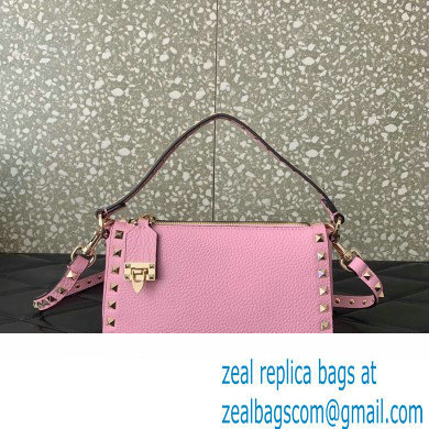 Valentino Small Rockstud Grainy Calfskin Crossbody Bag Pink 2023 - Click Image to Close