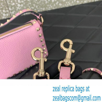 Valentino Small Rockstud Grainy Calfskin Crossbody Bag Pink 2023