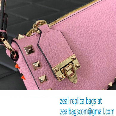 Valentino Small Rockstud Grainy Calfskin Crossbody Bag Pink 2023 - Click Image to Close