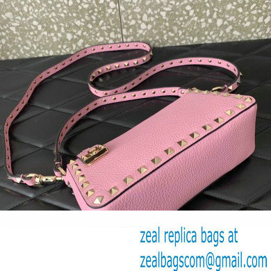 Valentino Small Rockstud Grainy Calfskin Crossbody Bag Pink 2023