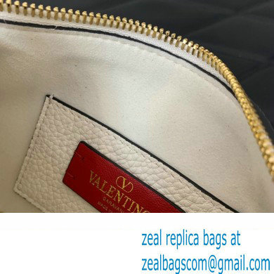 Valentino Small Rockstud Grainy Calfskin Crossbody Bag White 2023