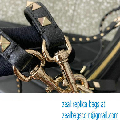 Valentino Small Rockstud Hobo bag in Grainy Calfskin 0313 Black 2023 - Click Image to Close