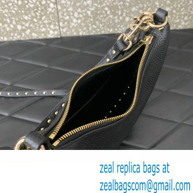 Valentino Small Rockstud Hobo bag in Grainy Calfskin 0313 Black 2023 - Click Image to Close