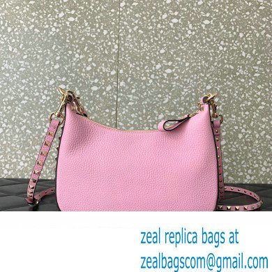 Valentino Small Rockstud Hobo bag in Grainy Calfskin 0313 Pink 2023