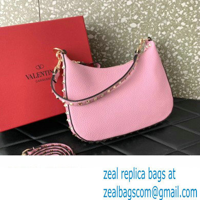 Valentino Small Rockstud Hobo bag in Grainy Calfskin 0313 Pink 2023